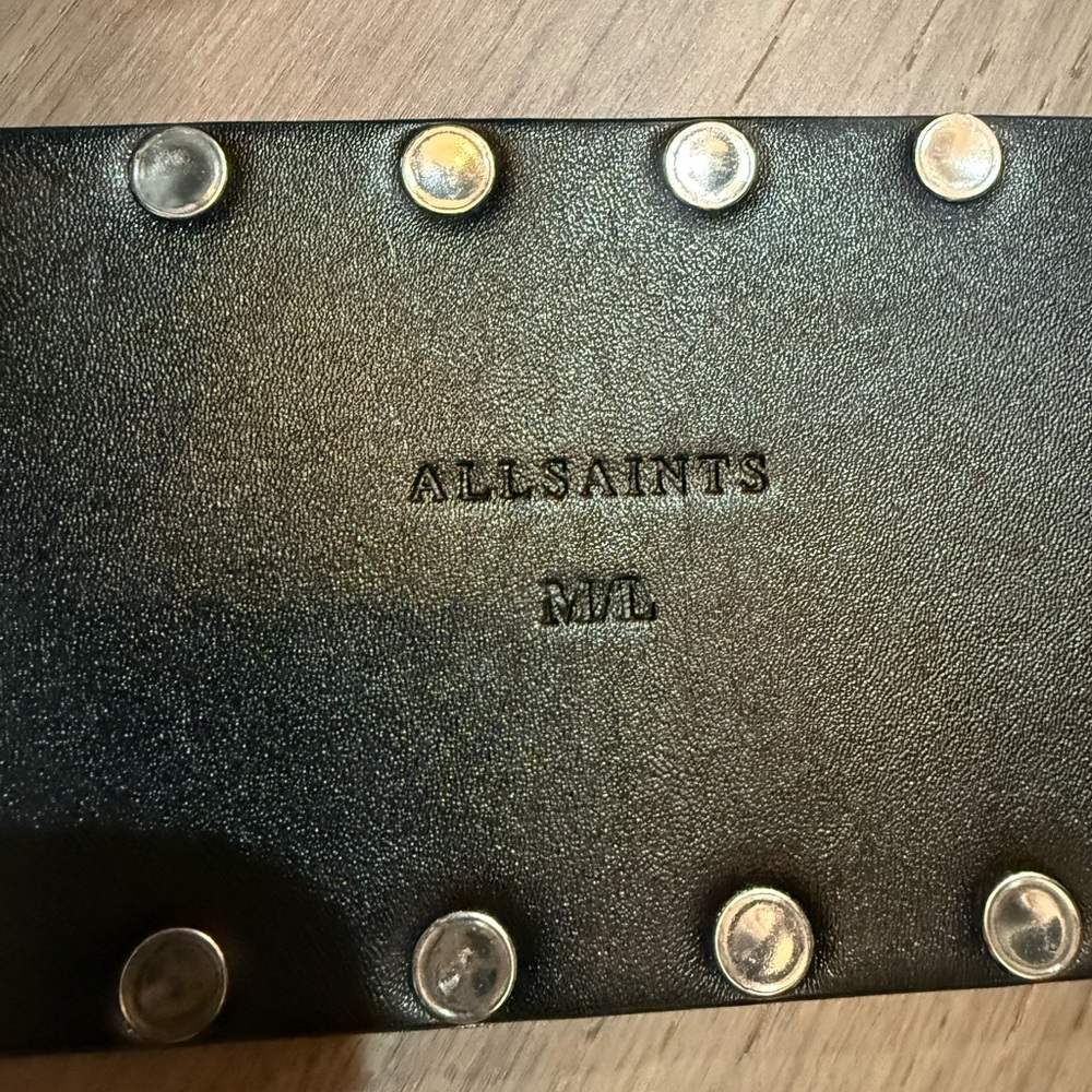 AllSaints Black Leather Studded Belt with Silver Accents - Picture 6 of 6